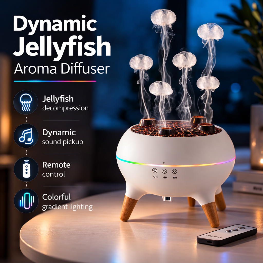 Close-up of Medumist jellyfish humidifier with mist jellyfish effect